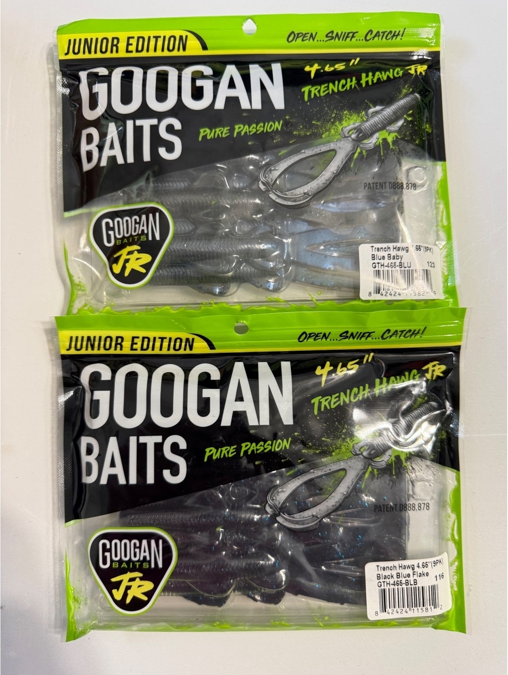 2 Pack Googan Baits Junior Edition‎ Trench Hawg 4.65" Soft Plastic Fishing Lures
